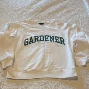 J. Crew Factory White Sweatshirt with Green Print